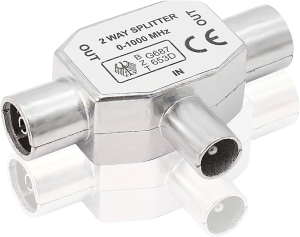 PARTITORE TV A "T" 1 IN MASCHIO 2 OUT FEMMINA 5-862MHz DC PASS