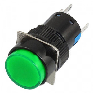 INTERRUTTORE LUMINOSO TONDO DA PANNELLO - VERDE AC 250V 3A- DC 30V 5A
