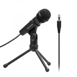 MICROFONO DINAMICO UNIVERSALE OMNIDIREZIONALE CON JACK 3,5MM E SUPPORTO DA TAVOLO -  MAC WINDOWS SMARTPHONE