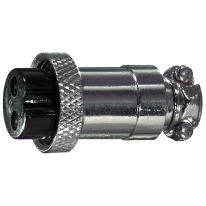 CONNETTORE CIRCOLARE VOLANTE SCHERMATO 2 POLI FEMMINA CON GHIERA AD AVVITARE