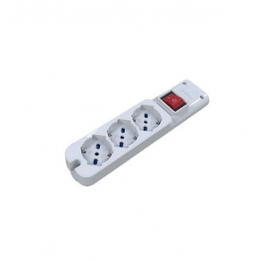 MULTIPRESA 3 PRESE BIPASSO/SCHUKO 10/16A CON INTERRUTTORE LUM. BIANCO SENZA CAVO MAX 3500W