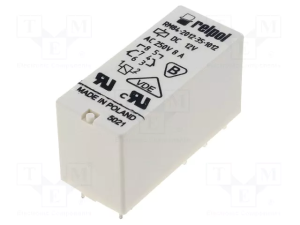 RELE' BOBINA 12VDC 360OHM 480mW 2 SCAMBI 250VAC 8A H16XL29XP12mm DPDT IP67 RELPOL