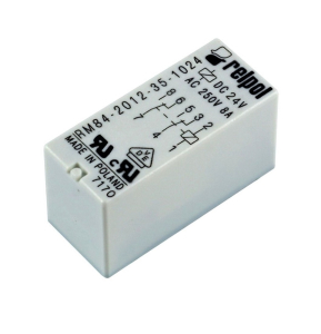 RELE' BOBINA 24VDC 1,44KOHM 480mW 2 SCAMBI 250VAC 8A H15XL29XP12mm DPDT IP67 RELPOL