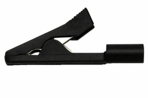 PINZA A COCCODRILLO NERA ISOLATA PER PUNTALI TESTER 2mm