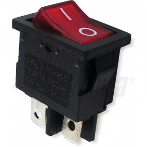 INTERRUTTORE ROSSO - 2P - DPST - ON/OFF - 6A@250V - 4 term. faston 4,8