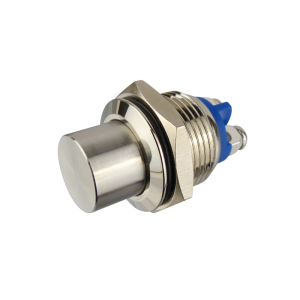 PULSANTE IN METALLO TESTA ALTA 16mm 2 CONTATTI A VITE N.O. IP67 36VAC 3A