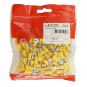 FASTON FEMMINA 6,35 mm PREISOLATO GIALLO CAVO 4-6mm