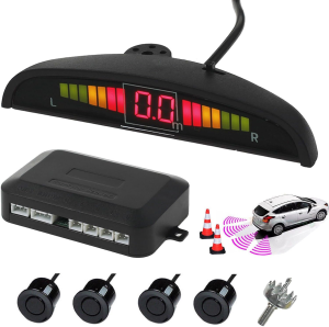KIT 4 SENSORI PARCHEGGIO NERI DISPLAY LED CICALINO ACUSTICO 12VDC