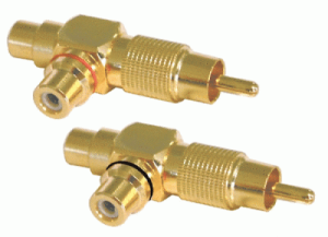 Sdoppiatore di segnale da SPINA  RCA a DOPPIA PRESA RCA 90° PLACCATO ORO