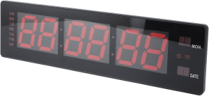 OROLOGIO DIGITALE DA PARETE SVEGLIA DATA CARATTERI ROSSI 495x135mm 5VDC