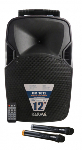 KARMA CASSA AMPLIFICATA DA 100W 10" 92DB 2 RADIOMICROFONI BLUETOOTH BATTERIA RICARICABILE