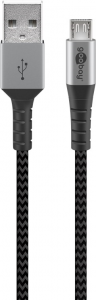 Cavo Micro USB a USB-A Cavo tessile con tappi metallici (Spazio grigio / argento) 2mt