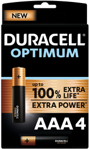 MINISTILO ALKALINE 1,5V AAA B4 BLISTER 4PZ DURACELL OPTIMUM 100% extra life