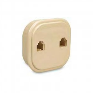 PRESA TELEFONO A PARETE CON DUE PRESE MODULARI RJ11 6/4 AVORIO