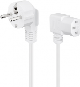 CAVO DI ALIMENTAZIONE DA SPINA SCHUKO 90° A PRESA VDE C13 90° 3X0,75 2MT BIANCO