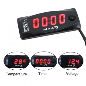 VOLTMETRO TERMOMETRO OROLOGIO PER AUTO 12VDC