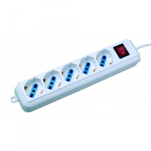 MULTIPRESA 5 POSTI UNIVERSALI + INTERRUTTORE SPINA 16A 3500W BIANCA