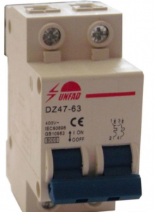 INTERRUTTORE MAGNETOTERMICO 2P C10 10A/6000A UNFAD