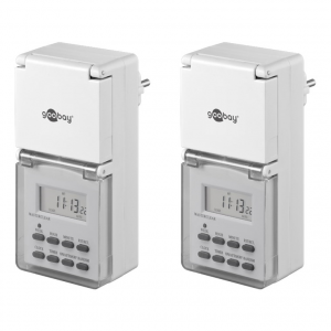 SET 2 TIMER DIGITALI PROGRAMMABILI  SETTIMANALI  IP44 GOOBAY