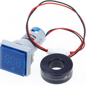 AMPEROMETRO DIGITALE DA PANNELLO FORO 22mm AC 0-100A BLU MAX 380VAC
