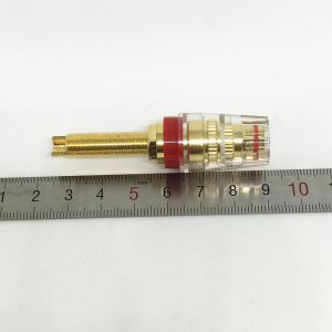 BOCCOLA PRESA BANANA DA PANNELLO PLACCATA ORO 24K STELO 40mm A SALDARE ROSSA