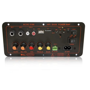 PANNELLO AMPLIFICATORE BLUETOOTH USB/A MEM CARD 2XMIC IN RCA TELECOMANDO 12-24VDC MAX 600W