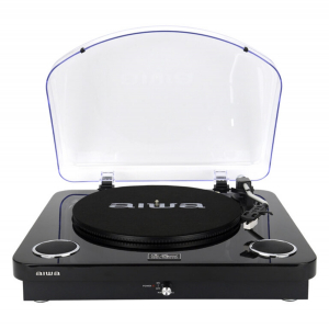 GIRADISCHI 33/45/78 AUTORITORNO BLUETOOTH MP3 USB SD RADIO TRAZIONE CINGHIA PREAMPLIFICATORE INCORPORATO AIWA nero