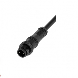 CONNETTORE 2 PIN MASCHIO IP65 CABLATO 20CM 500V 3A NERO