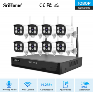 KIT VIDEOSORVEGLIANZA 8 TELECAMERE BULLET 3MP WIFI 3,6mm CON NVR 8CH 1080p SLOT HD CON APP