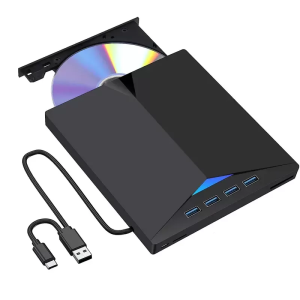 MASTERIZZATORE ESTERNO USB TYPE-C CD-R-RW DVD-R-RW  + HUB USB-A 3.0 E SDCARD WINDOWS MAC