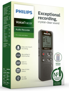 REGISTRATORE AUDIO DIGITALE PORTATILE 8GB 46H (12H CONTINUATE) BATTERIE 2XAAA PHILIPS