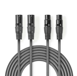 CAVO AUDIO 2 XLR MASCHIO 3P 2 XLR FEMMINA 3P STEREO BILANCIATO 3MT