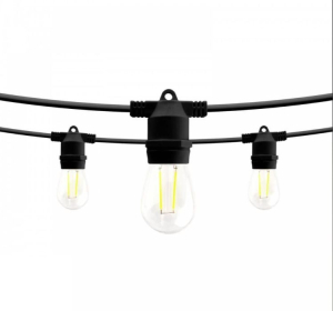 CATENA PORTALAMPADE CON 20 LAMPADE E12 CAVO IP44 LUNGHEZZA 6 MT COLORE NERO 2700K