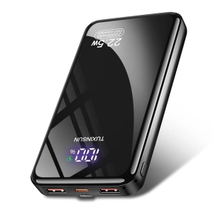 POWERBANK 20000mAh DISPLAY 2 USB/A+TYPE-C+MicroUSB  TORCIA CARICA RAPIDA 22,5W NERA INIU