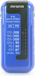 AIWA RADIO MINI TASCABILE AM/FM DSP DIGITAL SIGNAL PROCESSOR USCITA CUFFIE (INCLUSE) BLU