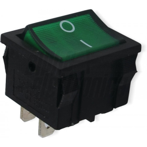 INTERRUTTORE BIPOLARE BILANCIERE LUMINOSO VERDE ON/OFF 6A 250VAC FASTON 4,8