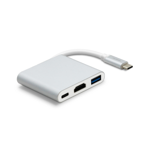 HUB USB TYPE-C 3IN1 A USB TYPE-C PD USB/A 3.0 HDMI 4K BIANCO