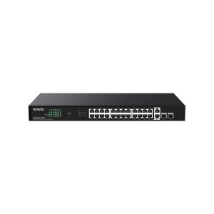 SWITCH 24 PORTE POE 10/100/1000MBPS MAX 250W+2 PORTE GIGABIT+2 PORTE SFP NON GESTITO RACK 19" TENDA