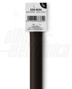 GUAINA TERMORESTRINGENTE NERA 2:1 DIAMETRO 25,4mm BARRA DA 1MT