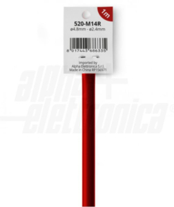 GUAINA TERMORESTRINGENTE ROSSA 2:1 DIAMETRO 4,8mm BARRA DA 1MT