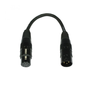 ADATTATORE DMX 110OHM DA XLR 3 PIN MASCHIO A XLR 5 PIN FEMMINA IN METALLO CAVO 14CM NERO ACCU-CABLE