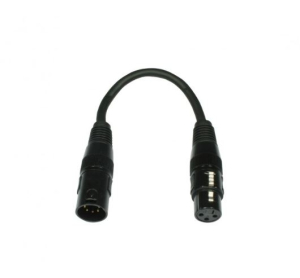 ADATTATORE DMX 110OHM DA XLR 3 PIN FEMMINA A XLR 5 PIN MASCHIO IN METALLO CAVO 14CM NERO ACCU-CABLE