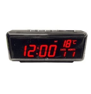 OROLOGIO SVEGLIA DIGITALE DA TAVOLO TERMOMETRO CALENDARIO LED ROSSI 5VDC
