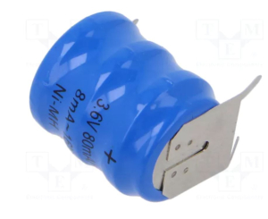 BATTERIA BOTTONE NI-MH 3,6V 80mA 3 PIN DA PCB