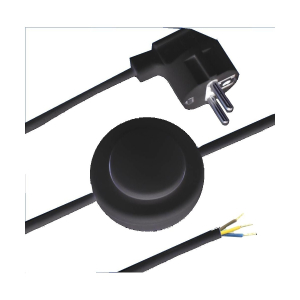 CAVO CON INTERRUTTORE A PEDALE SPINA SCHUKO 90° 2MT NERO