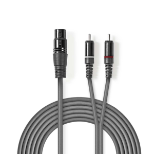 CAVO AUDIO XLR FEMMINA 2 RCA MASCHIO STEREO 1,5mt NEDIS