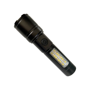 TORCIA LED RICARICABILE IN METALLO LUCE BIANCA+ROSSA 23OLM