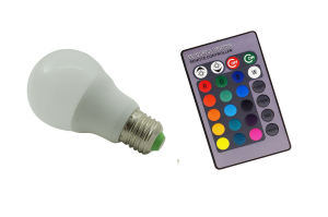 LAMPADINA LED RGBW E27 5W 40LM 180° DIMMERABILE GIOCHI DI LUCE CON TELECOMANDO