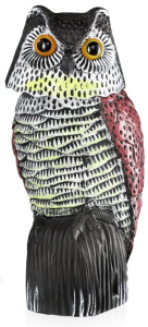 GUFO SCACCIA PICCIONI REPELLENTE ANIMALI DIMENSIONI REALI OCCHI RIFLETTENTI TESTA MOBILE