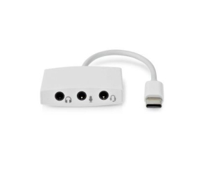 ADATTATORE DA SPINA USB TYPE-C A 3 PRESE JACK 3,5mm CUFFIE E MICROFONO 10cm BIANCO NEDIS